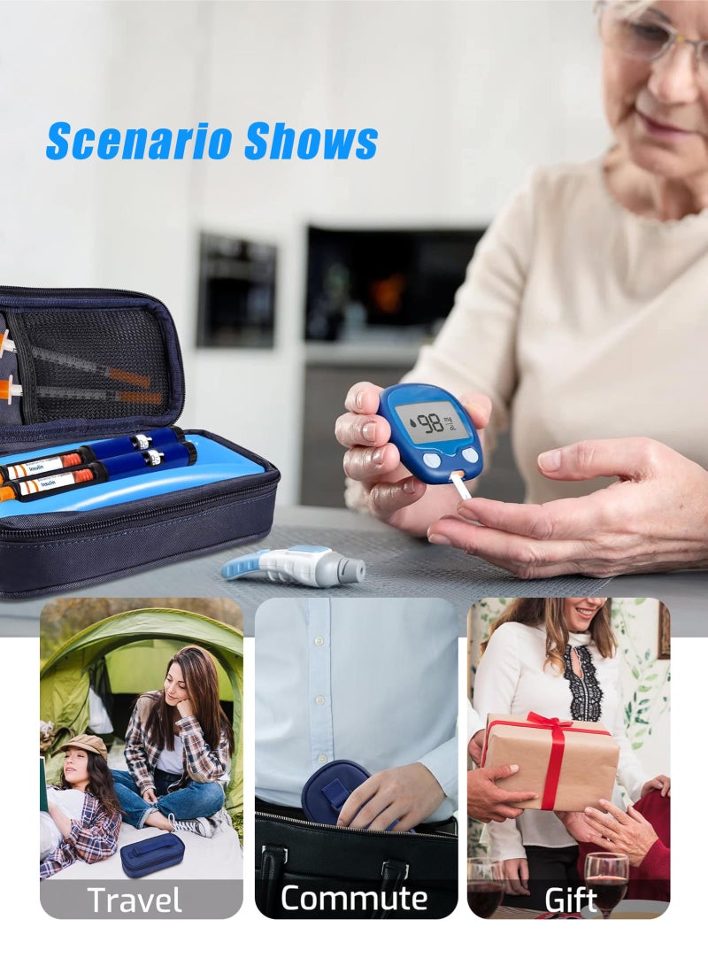 هومار كيت حقيبة سفر لقلم تبريد الأنسولين معتمدة من إدارة أمن النقل، حقيبة طبية مبردة مع قالب ثلج واقٍ، منظم أدوية لمرضى السكري، حقيبة تبريد معزولة، تحافظ على برودة الأدوية أثناء السفر، مجموعة لمرضى السكري - Image 2