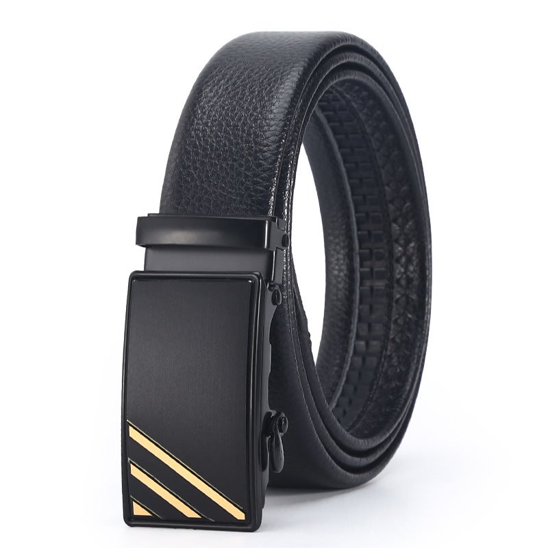 New mens business belt high-end pu hemming litchi fashion belt automatic iron buckle head stall wholesale Z0087 Section II 