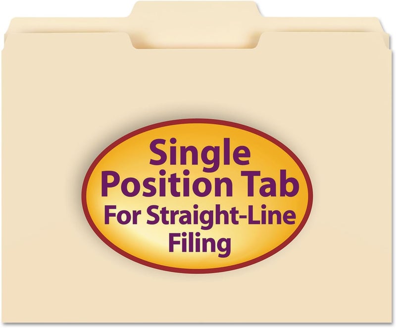 Smead File Folder 13Cut Tab Center Position Letter Size Manila 100 per Box 10332 - Image 1