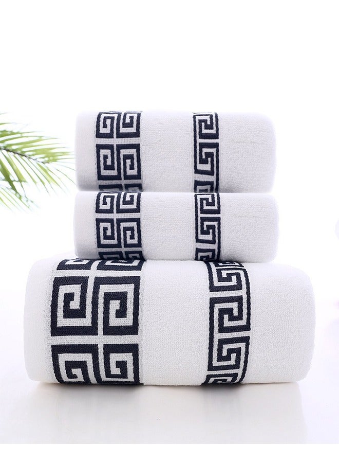 Bukela 3 Pcs Bath Towel Set, Bath & Kitchen Cotton Luxury Bath Towels for Bathroom, Soft & Absorbent Bathroom Towels Set(1*70x140cm Bath Towel, 2*74x33cm Hand Towel)- White - Image 1