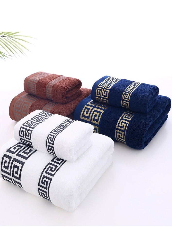 Bukela 3 Pcs Bath Towel Set, Bath & Kitchen Cotton Luxury Bath Towels for Bathroom, Soft & Absorbent Bathroom Towels Set(1*70x140cm Bath Towel, 2*74x33cm Hand Towel)- White - Image 4
