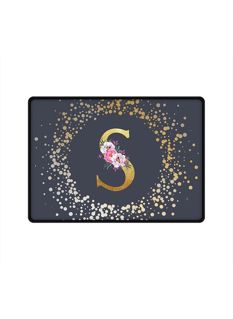 Designer Gaming Mouse Pad  Anti-Skid Mousepad Large Keyboard Mouse Pad Desk Mat Custom Monogram Initial Letter Floral Pattern Alphabet - S  (Grey)