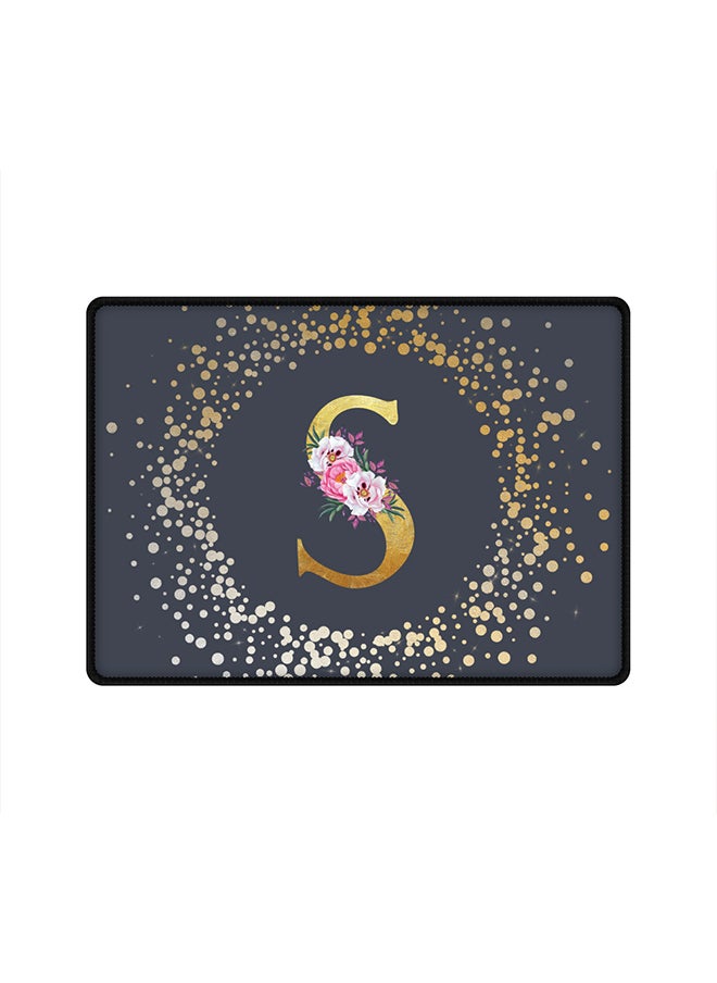 Designer Gaming Mouse Pad  Anti-Skid Mousepad Large Keyboard Mouse Pad Desk Mat Custom Monogram Initial Letter Floral Pattern Alphabet - S  (Grey)