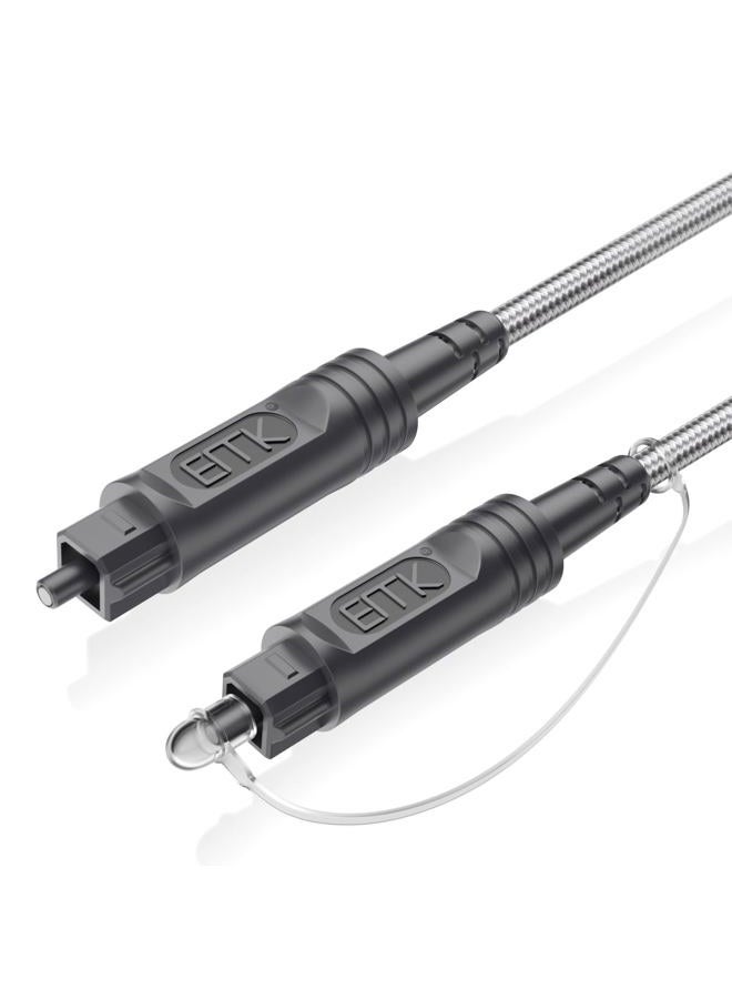 EMK Digital Optical Audio Cable Toslink Cable - [Cotton Braided Jacket,Durable and Flexible] Fiber Optic Cord for Home Theater, Sound bar, TV, PS4, Xbox & More (3Ft/1M) - Image 1