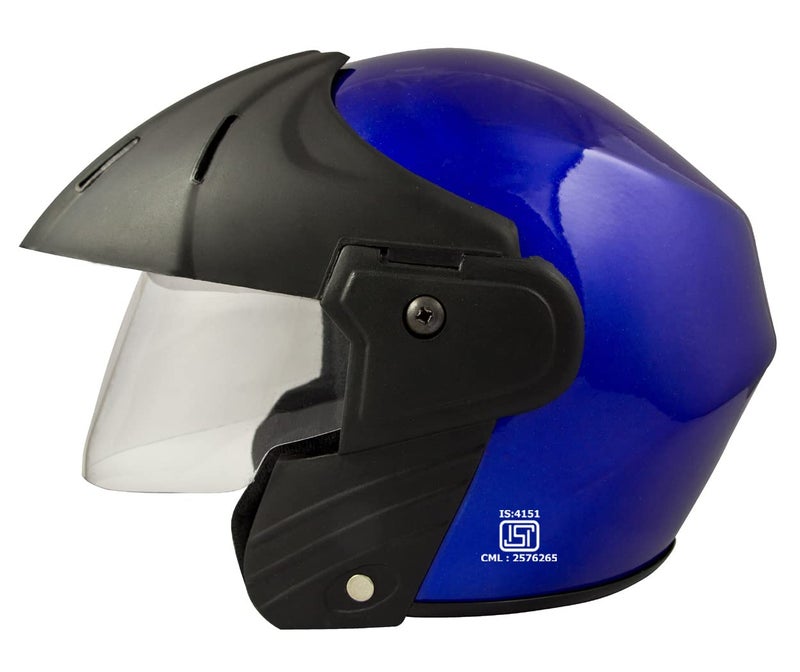 Sage Square خوذة ساج سكوير بنز باور بلس بغطاء وجه مفتوح (صغير، لامع أزرق) - Image 4