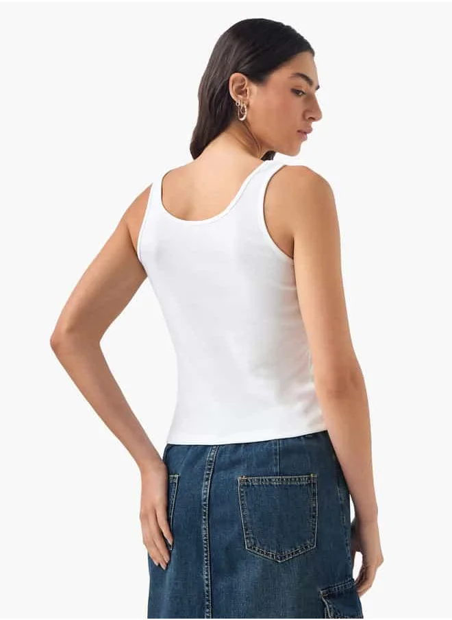 2Xtremz 2Xtremz Ribbed Bow Embellished Sleeveless Top