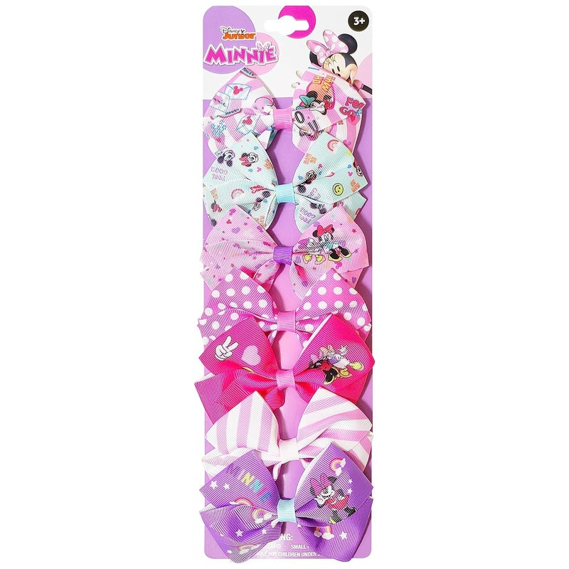 Disney Minnie Mouse Hair Accessories Gift Set  7 Pcs 4 Inch Bows  Alligator Clips  Ages 3