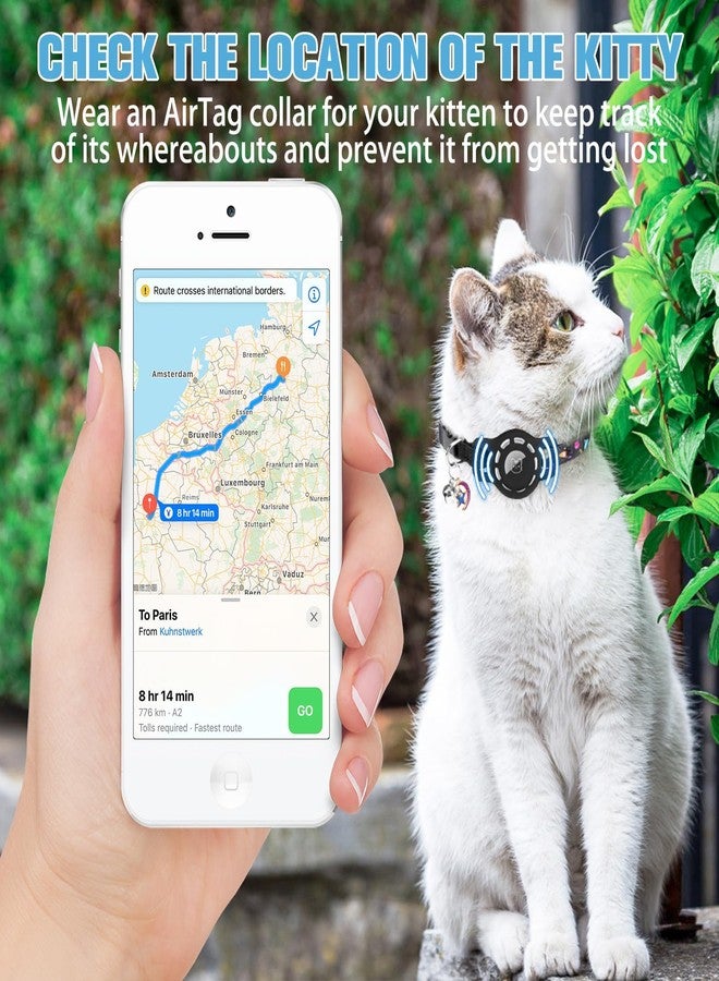 بينج بت طوق BINGPET AirTag للقطط مع أجراس، طوق مطاطي آمن مُطوّر للقطط مع حامل طوق AirTag، أطواق مضادة للضياع للقطط الإناث والذكور، أطواق مضادة للاختناق للقطط والجراء - Image 4