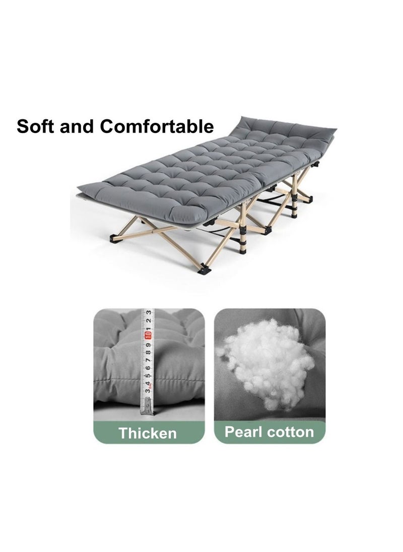 Generic - Folding Camp Bed Double Layer Oxford Strong Heavy Duty Sleeping Cots Pearl Cotton - Image 1