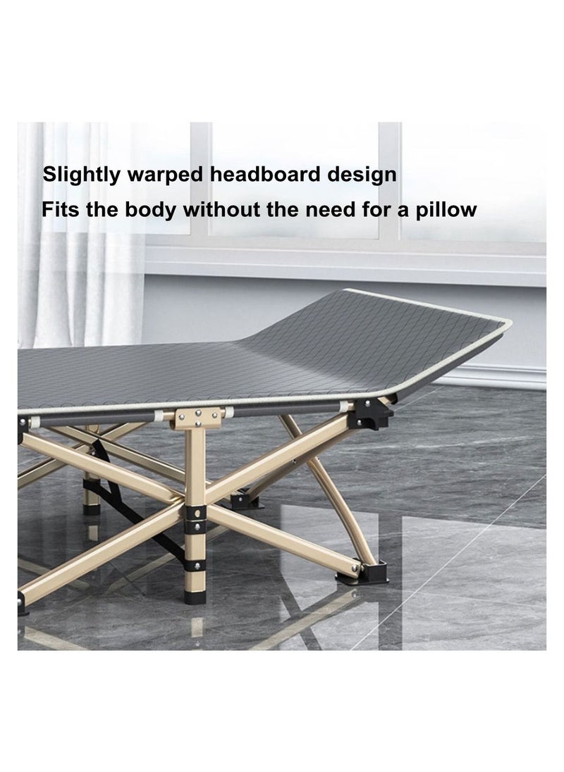 Generic - Folding Camp Bed Double Layer Oxford Strong Heavy Duty Sleeping Cots Pearl Cotton - Image 1