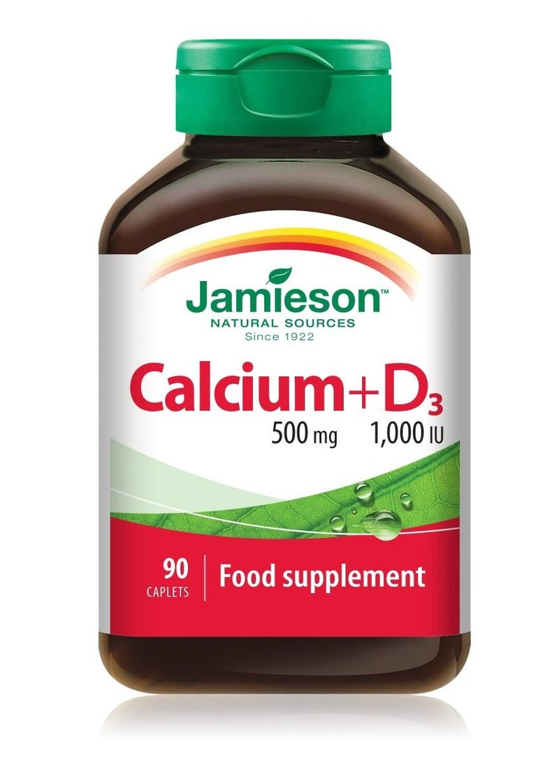 Jamieson Calcium 500 Mg + D3 1000 IU 90 Caplets - Image 1