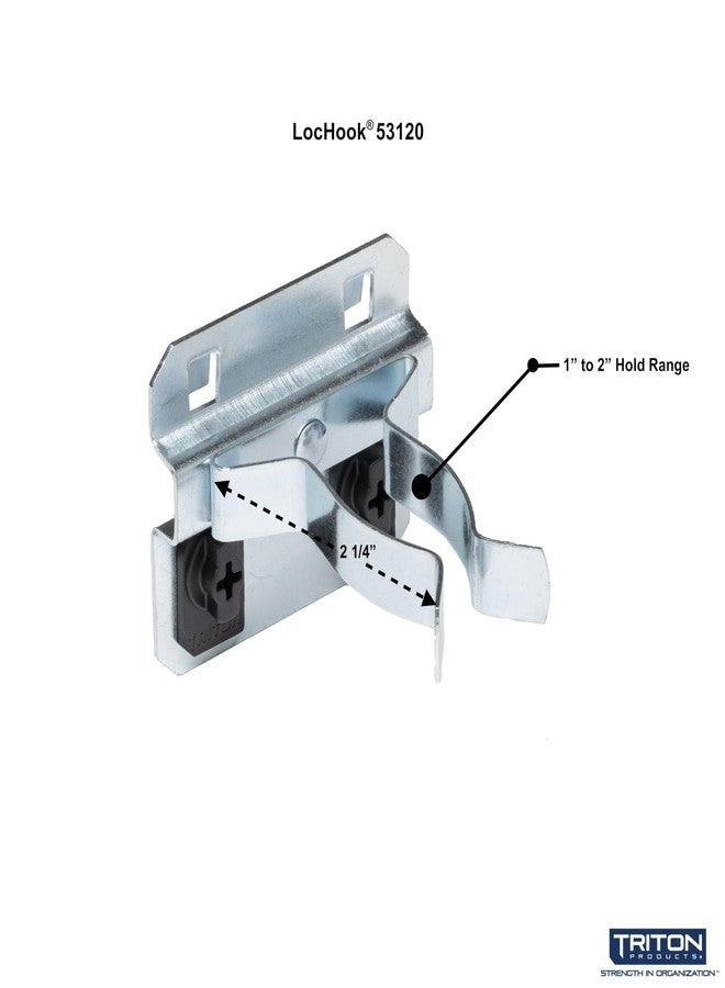Triton Products 53120 LocHook 1-Inch to 2-Inch Hold Range 2-3/4 -Inch Projection Zinc Plated/Chromate Dipped Steel Extended Spring Clip for LocBoard, 5-Pack - Image 2