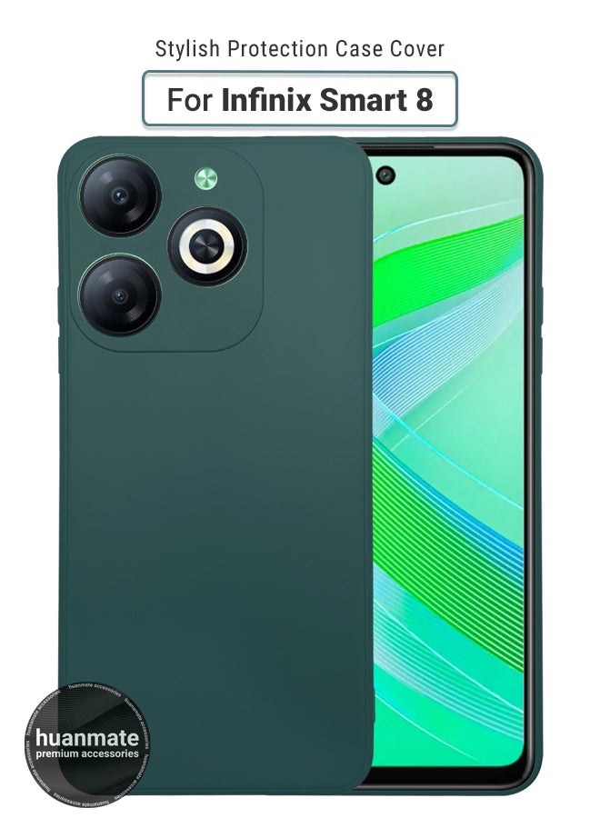 huanmate Infinix Smart 8 Silicone Cover Green - Premium 2.0mm TPU Silicon, Enhanced Camera Protection with Lens Shield, Shockproof & Water-Proof Cover for Infinix Smart 8 - Image 1