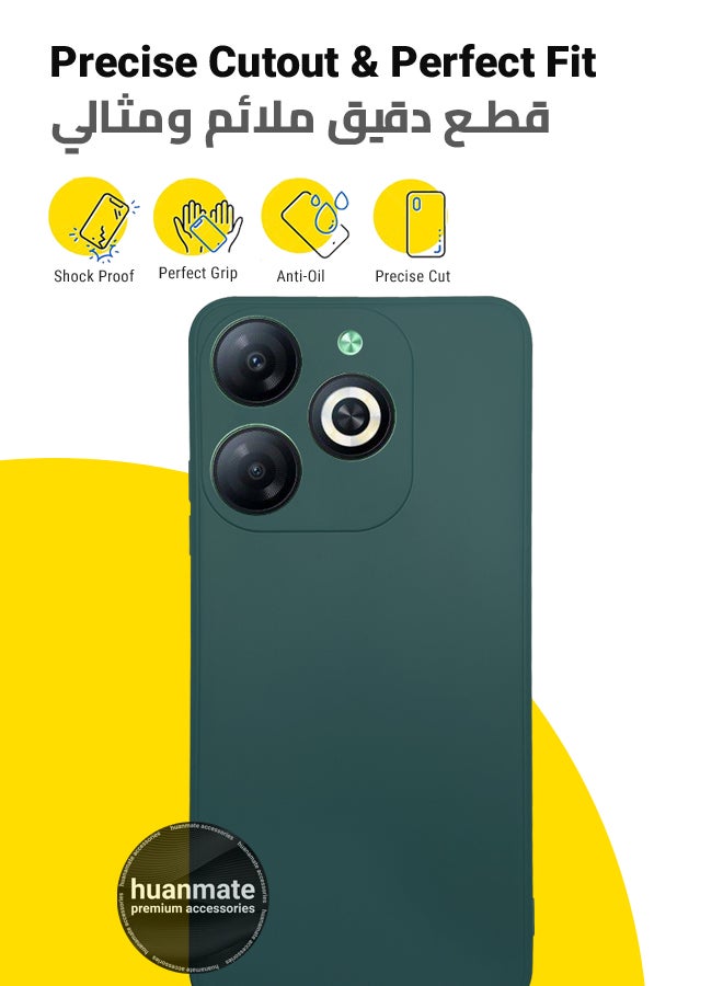 huanmate Infinix Smart 8 Silicone Cover Green - Premium 2.0mm TPU Silicon, Enhanced Camera Protection with Lens Shield, Shockproof & Water-Proof Cover for Infinix Smart 8 - Image 2