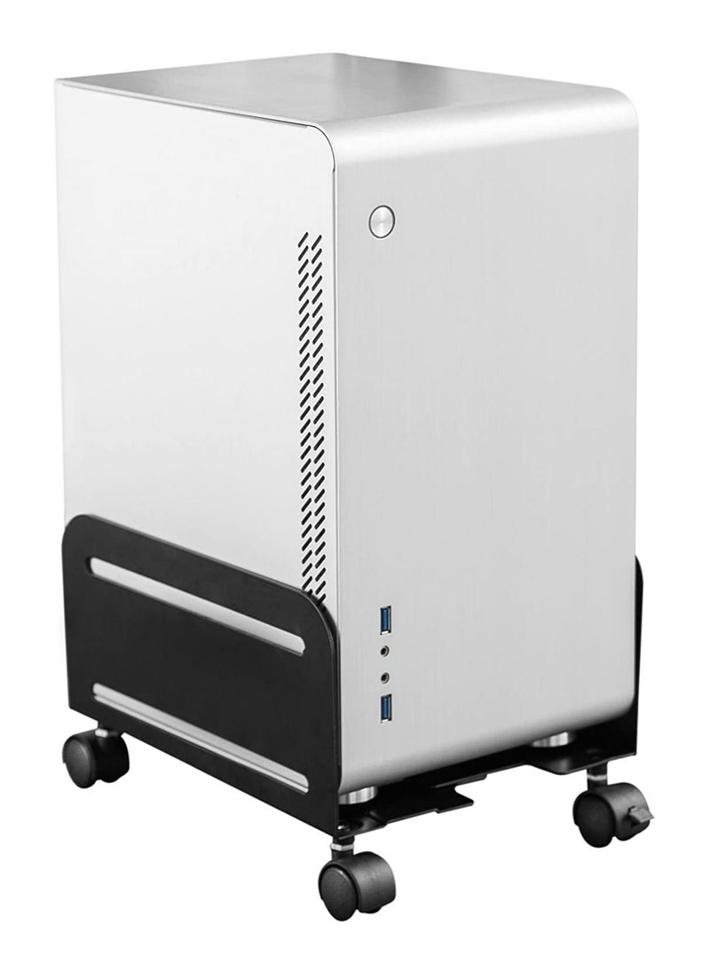 NAVODESK - Mobile CPU Stand Desktop Computer Tower Cart with Caster Wheels (Black) - Image 1
