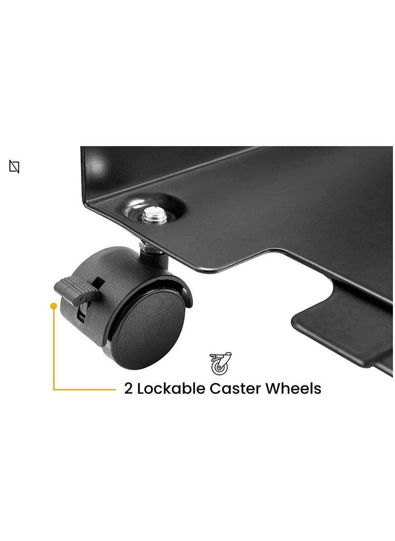 NAVODESK - Mobile CPU Stand Desktop Computer Tower Cart with Caster Wheels (Black) - Image 1