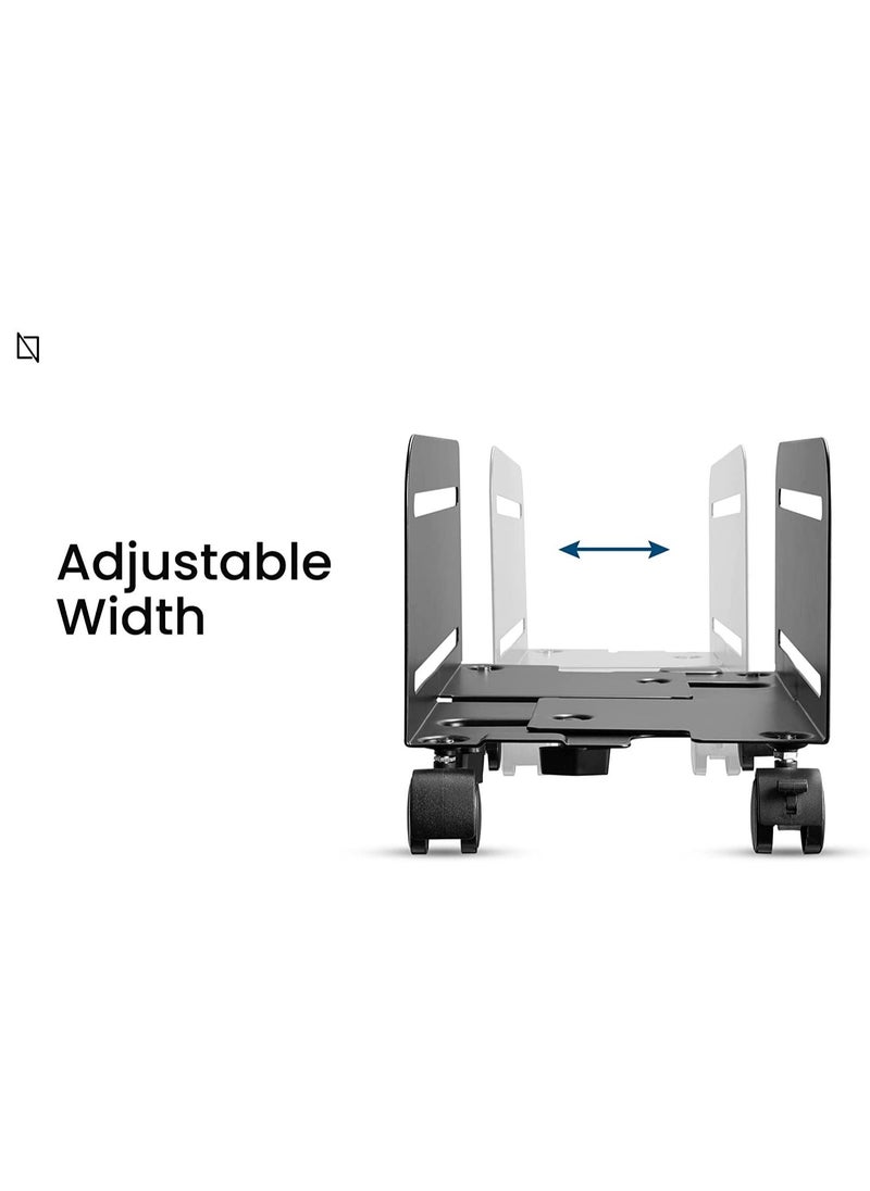 NAVODESK - Mobile CPU Stand Desktop Computer Tower Cart with Caster Wheels (Black) - Image 1
