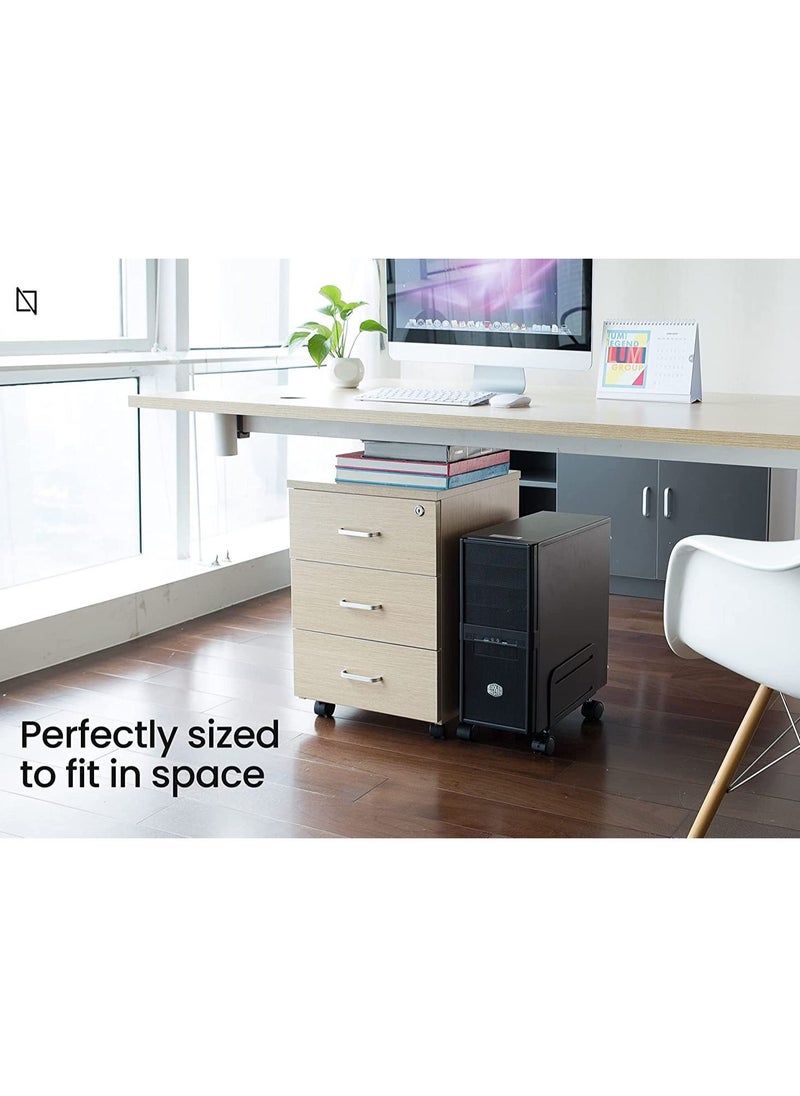 NAVODESK - Mobile CPU Stand Desktop Computer Tower Cart with Caster Wheels (Black) - Image 1