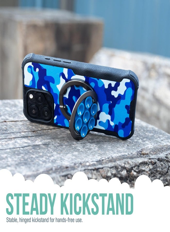 Smartish® MagSafe Suction Mount - WallFlower - 3 in 1 Reversible Magnetic Phone Grip Finger Loop, Suction Mount, Kickstand w/Universal MagSafe Adapter Kit for Apple iPhone - Blues on The Green - Image 4