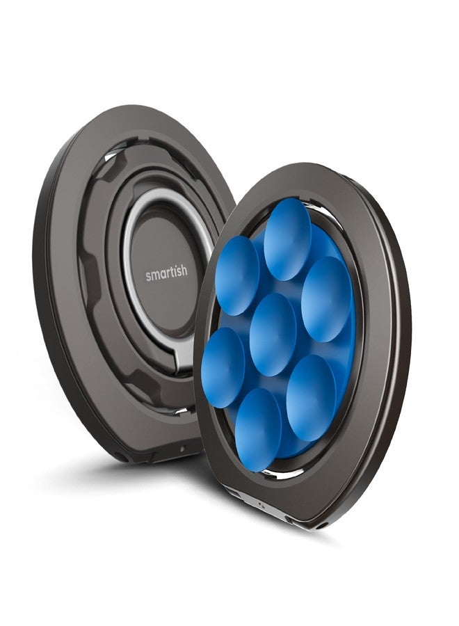 Smartish® MagSafe Suction Mount - WallFlower - 3 in 1 Reversible Magnetic Phone Grip Finger Loop, Suction Mount, Kickstand w/Universal MagSafe Adapter Kit for Apple iPhone - Blues on The Green - Image 1