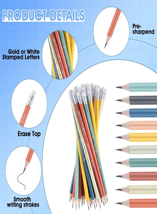 Sabary 200 Pcs Inspirational Pencils Bulk Gift Colorful Mood Gift from Teacher Family Motiviational Saying 2 HB Wood Pre Sharpened Pencils Teacher Awards for Party Favor - Image 3