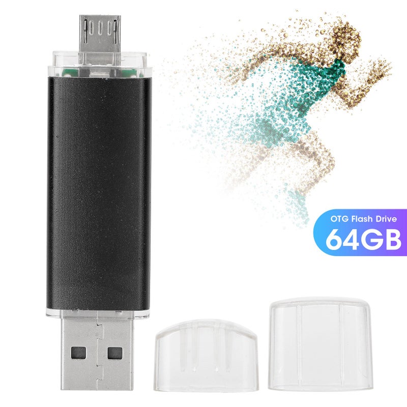 محرك ذاكرة USB قابل للتوصيل خارجيًا (OTG) 2 في 1، بطاقة ذاكرة ميكرو، محرك أقراص U صغير، ملحقات تخزين الهواتف - سعة 64 جيجا بايت - Image 1