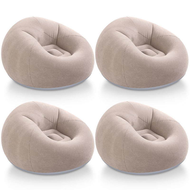 Realspring Inflatable Bean Bag Chairs Outdoor Blow up Camping Chairs Inflatable Lazy Sofa Folding Portable Bean Bag Loungers Couch for Movie NightCoffee4 Pcs