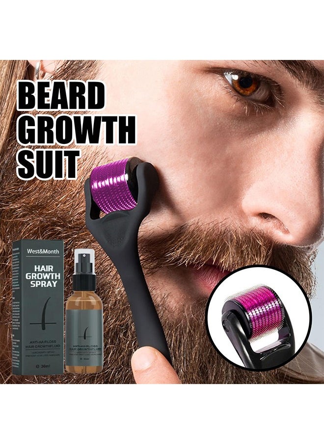 West&Month - Hair Growth Spray-Beard Growth And Hair Regrowth Spray 30 ML With MicroNeedle Roller - Image 1