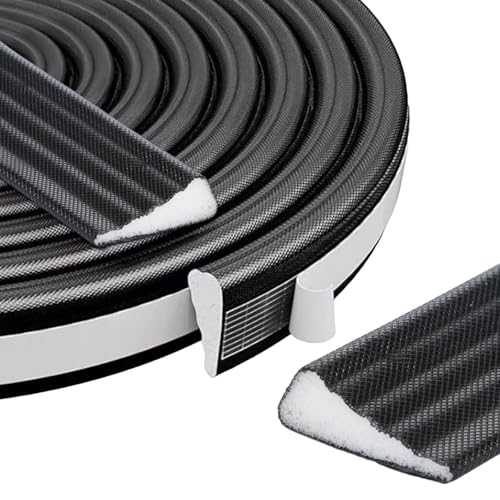 Innconee 32.8-ft Draft Stopper for Doors and Windows, Wedge-Shape Soundproofing Door Insulation Strip to Block Hot Drafts, 0.95''Wide x 0.1~0.3'' Thick, for Sliding Doors and Window Frames(Black) - Image 1