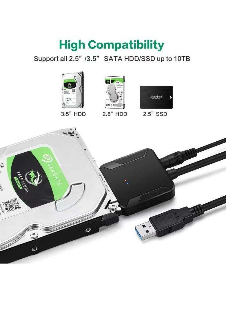 Generic - SATA To USB 3.0 Adapter Cable External Hard Drive Adapter Convert Support 2.5" 3.5" SSD HDD Data Transfer - Image 1