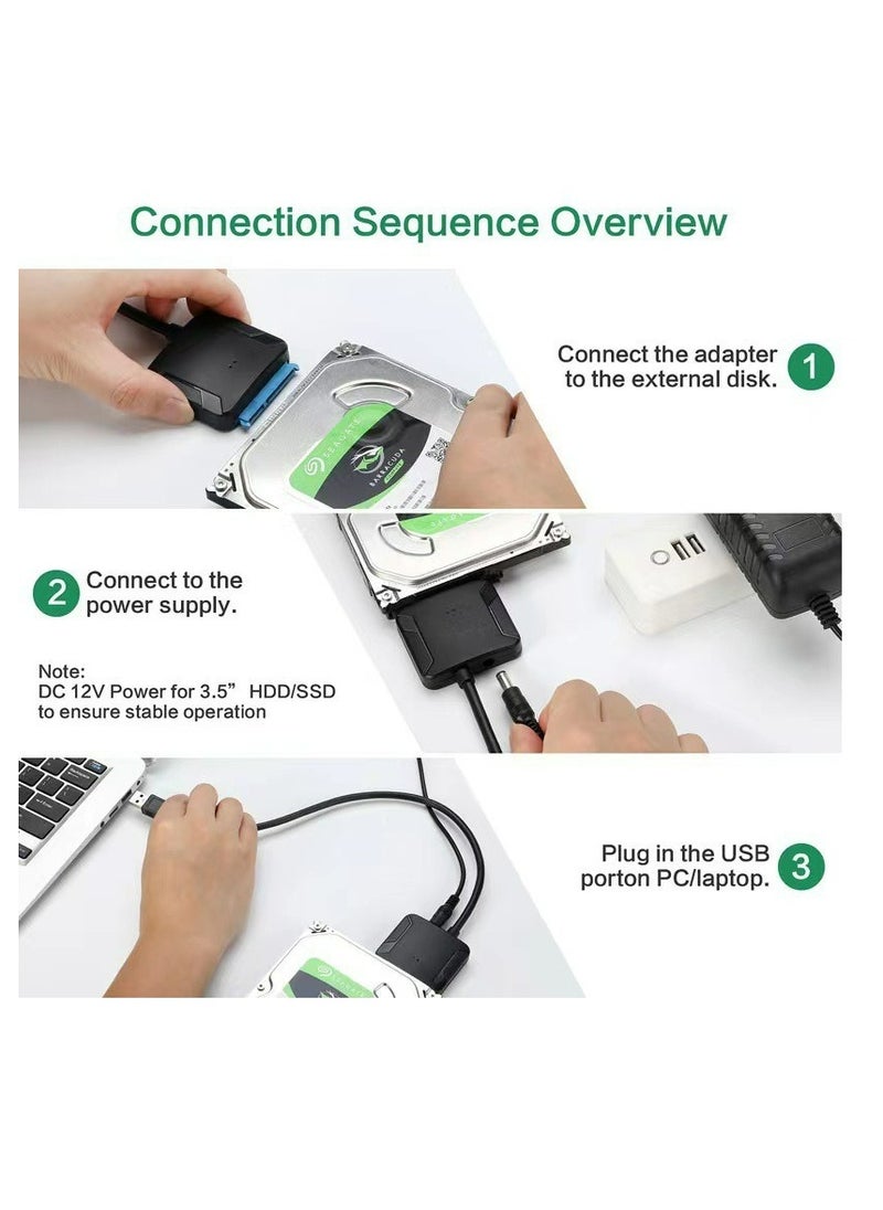 Generic - SATA To USB 3.0 Adapter Cable External Hard Drive Adapter Convert Support 2.5" 3.5" SSD HDD Data Transfer - Image 1
