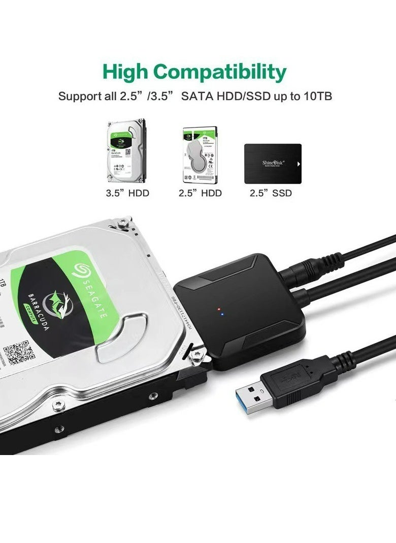 Generic - SATA To USB 3.0 Adapter Cable External Hard Drive Adapter Convert Support 2.5" 3.5" SSD HDD Data Transfer - Image 1
