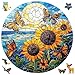 Qiuenisray Wooden Puzzles for Adults 500 Pieces Sunflower Butterfly Jigsaw Puzzles FSC Certified Royal Unique Shape Adult Wood Puzzles Creative Gift for Family Game 165x165 in - Image 2