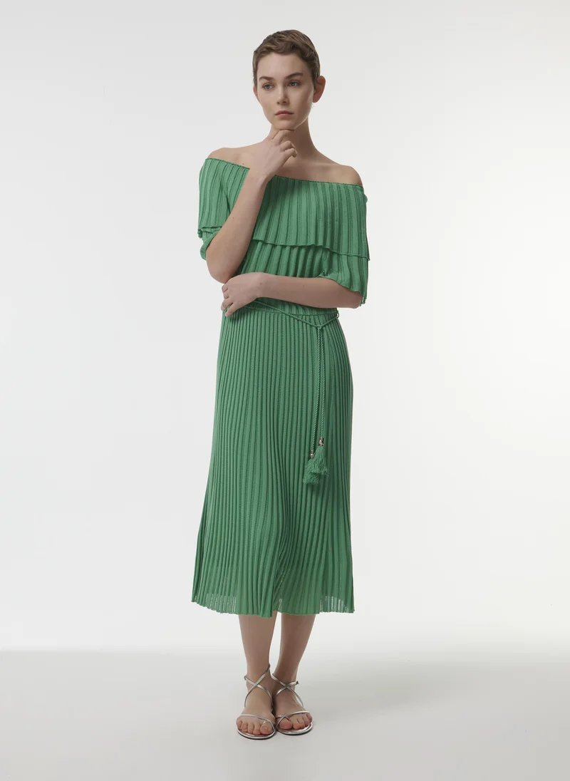 leem Off-Shoulder Knitted Dress - Shorter Length
