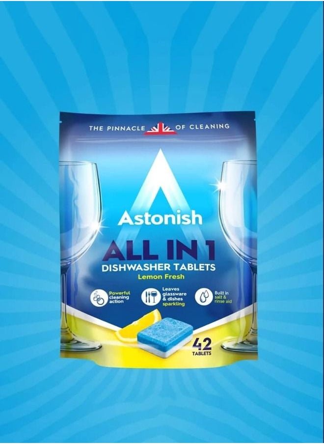 Astonish - All in 1 Dishwasher Tablets - Lemon Fresh 42 Tablets - Image 1