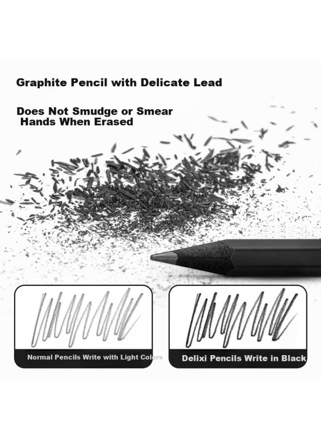 Nusign Hexagonal Black Wood Pencil, Break-resistant Lead, For Sketching, Drawing, Doodling, Exams, Students, Children, Stationery And Office Supplies, Pack Of 10, Ns722-2b