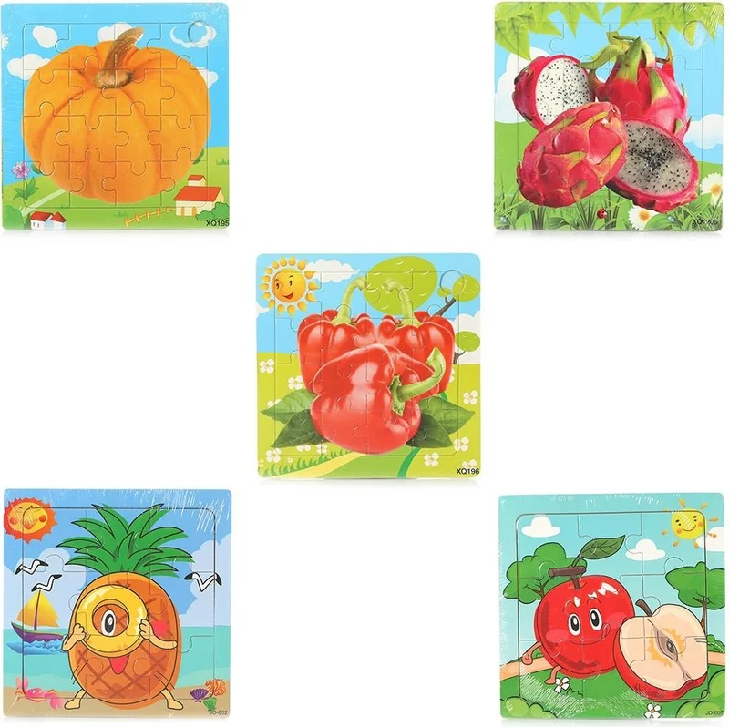 ماشو تريند 5 Piece Puzzle Set - Fruits and Vegetables Set - Children's Puzzle - Developmental Toy - 5 Puzzles