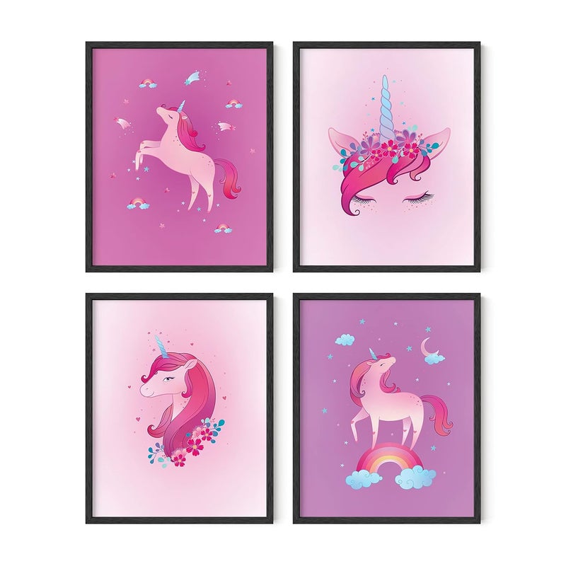 RipGrip Carefree Bee Set of 4 Unicorn Posters Unicorn Bedroom Dcor Unicorn Room Decorations for GirlsKids Bedroom Nursery Decor for Girls 8 x 10 Unframed Poster Wall Decoration Unicorns