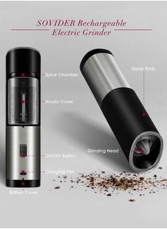 INKBIRD INKBIRD Salt and Pepper Grinder Rechargeable Gravity Electric Automatic Spice Mill with Blue LED Light Capacity 85ml Adjustable Coarseness One-Hand Operation Ideal in the Kitchen  - Image 4