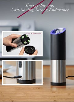 INKBIRD INKBIRD Salt and Pepper Grinder Rechargeable Gravity Electric Automatic Spice Mill with Blue LED Light Capacity 85ml Adjustable Coarseness One-Hand Operation Ideal in the Kitchen  - Image 5