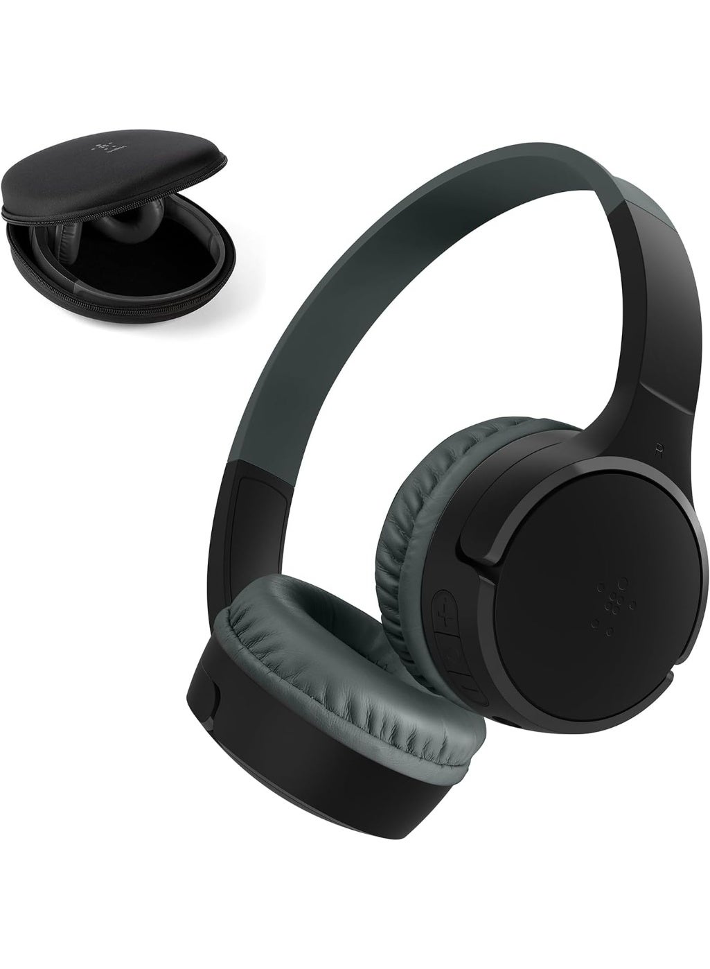 SoundForm Mini Kids Wireless Headphones with Built-In Microphone, 30H of Playback Time, & Fun Stickers - Over-Ear Headsets for Online Learning, School, Travel, iPhone, iPad, Galaxy - Black