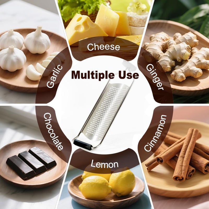 Anddgrous Upgraded Lemon Zester & Cheese Grater, Food Grade Stainless Steel None-Slip Hand Fine Grater for Garlic, Ginger, and Chocolate, Durable and Easy-To-Cleanï¼ˆDishwasher Safeï¼‰ - Image 3