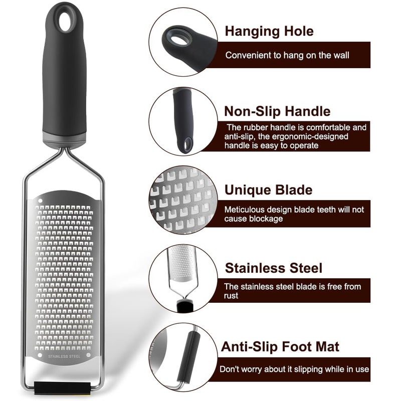 Anddgrous Upgraded Lemon Zester & Cheese Grater, Food Grade Stainless Steel None-Slip Hand Fine Grater for Garlic, Ginger, and Chocolate, Durable and Easy-To-Cleanï¼ˆDishwasher Safeï¼‰ - Image 4