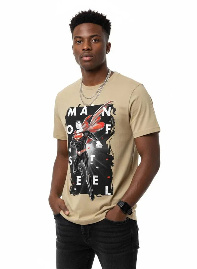 SUPERMAN Men Beige Superman Graphic Print T-Shirt