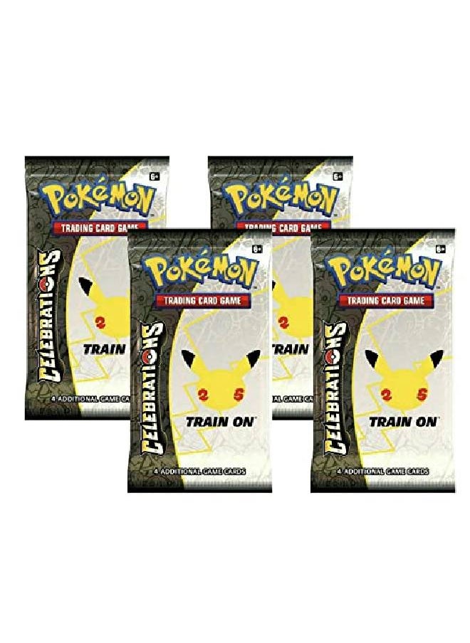 Pokemon - Celebrations Booster Pack Lot (X4) 25Th Anniversary Set 4 Cards Per Pack (Collection Includes Only Holo Rares Ultra Rares & Secret Rares) - Image 1