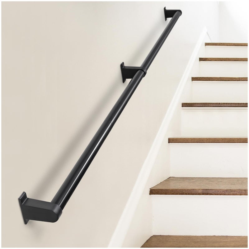 SDNBHT Industrial Stair Railing Metal Hand Rails for Indoor Outdoor Steps Wall Mount Hand Rails for Indoor Stairs 125 Pipe Stair Handrail for Steps Aluminum Staircase Handrail Hand Railing 6ft
