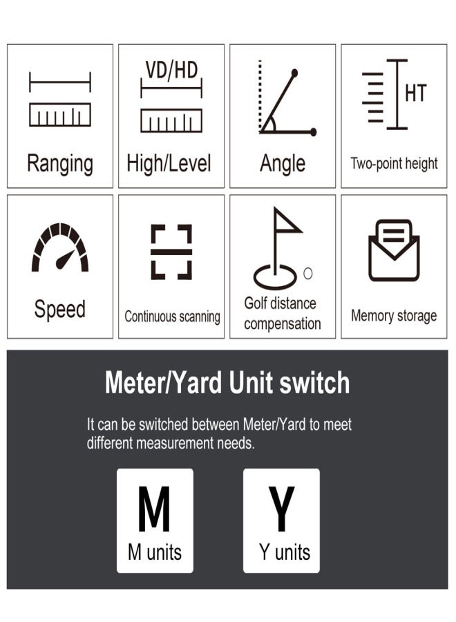 Generic Multifunction Rangefinder Meter Outdoor Golfs Telescopes Digital Monocular Range-Finder Angle Speed Height Measuring Tool with LCD Display - Image 2