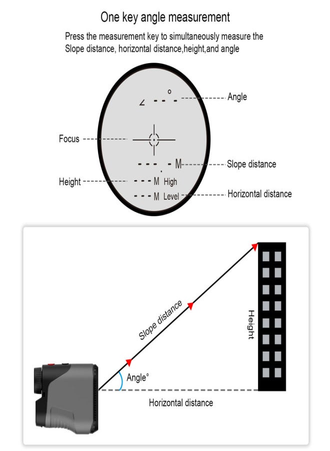Generic Multifunction Rangefinder Meter Outdoor Golfs Telescopes Digital Monocular Range-Finder Angle Speed Height Measuring Tool with LCD Display - Image 4
