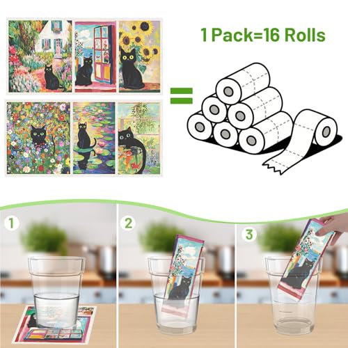 InIsaJace Swedish Dishcloths for Kitchen, 6 Pack Oil Painting Black Cat Reusable Paper Towels Washable, Absorbent Dish Rags for Washing Dishes Housewarming Gifts - Image 3