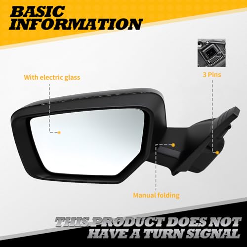 Jecoupoon Gloss Black Driver Side Mirror Assembly Compatible with 2014-2019 Impala w/Manual Folding and Power Glass 22936946 GM1320459 (Left 3pins) - Image 4